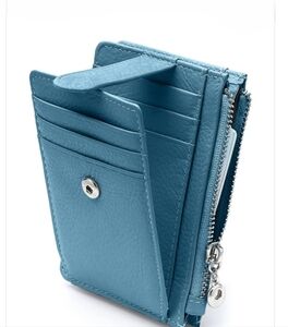 NWOT- RFID Faux Leather Card Holder w/ID Window Flap & Zipper Pocket